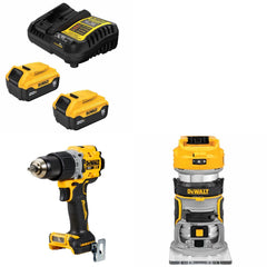 DeWalt DCB205-2C Battery Kit W/ FREE DCD805B Hammer Drill and DCW600B Router
