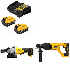 DeWalt DCB205-2C Battery Kit W/ FREE DCG408B Grinder and FREE DCH133B Hammer