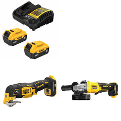 DeWalt DCB205-2C Battery Kit W/ FREE DCS356B Multi-Tool and DCG408B Grinder