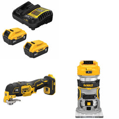 DeWalt DCB205-2C Battery Kit W/ FREE DCS356B Multi-Tool and DCW600B Router
