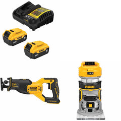 DeWalt DCB205-2C Battery Kit W/ FREE DCS382B Saw and FREE DCW600B Router