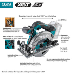 Makita GSH05Z 40V max XGT Brushless Cordless 6-1/2" Circular Saw, AWS Capable, Tool Only