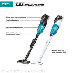 Makita XLC03ZBX4 18V LXT Brushless Cordless Vacuum Trigger w/ Lock, Tool Only