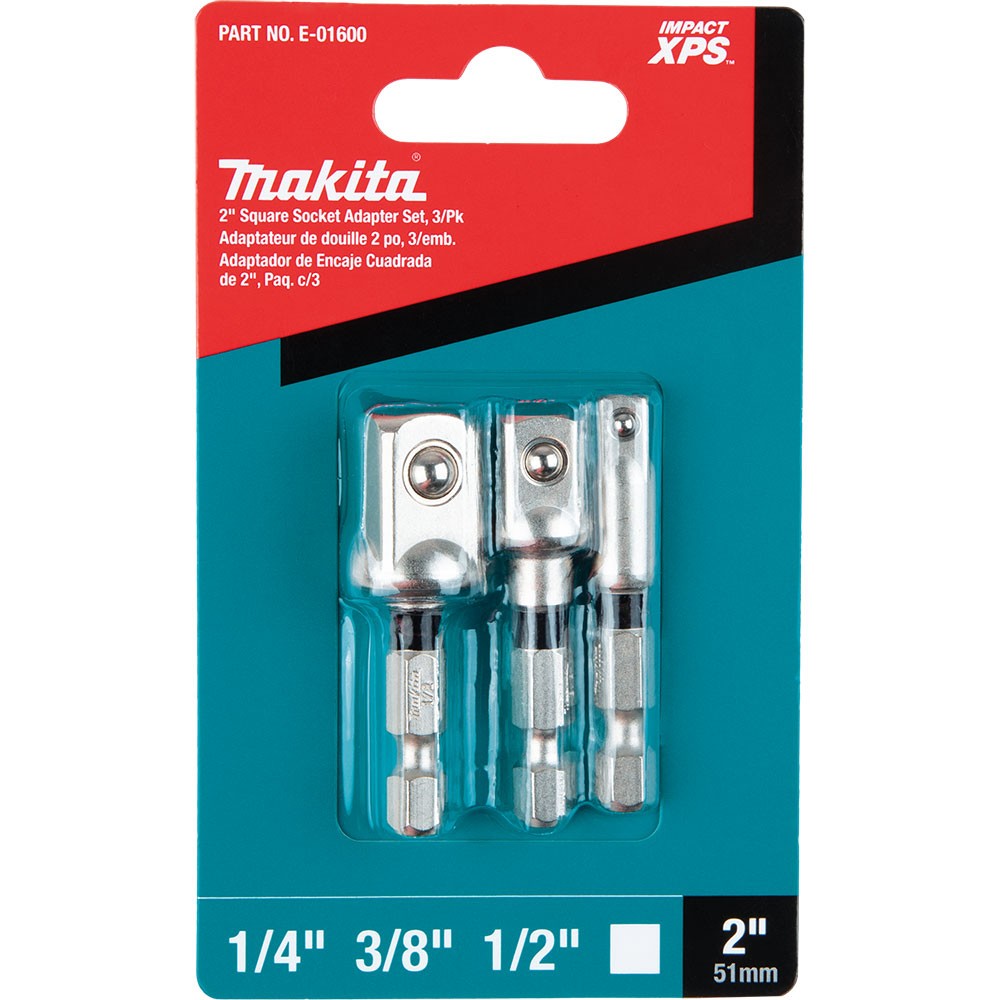 Makita E-01600 Impact XPS 3-Piece Square 2" Socket Adapter Set