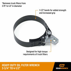 Gearwrench 2320D Heavy-Duty Oil Filter Wrench for Truck Filters