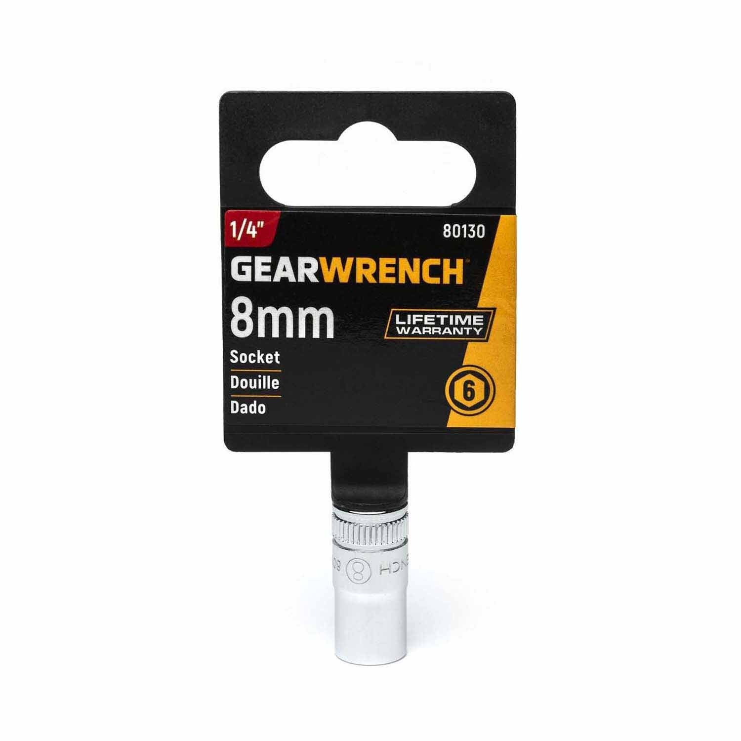 Gearwrench 80130 1/4" Drive 6 Point Standard Metric Socket 8mm