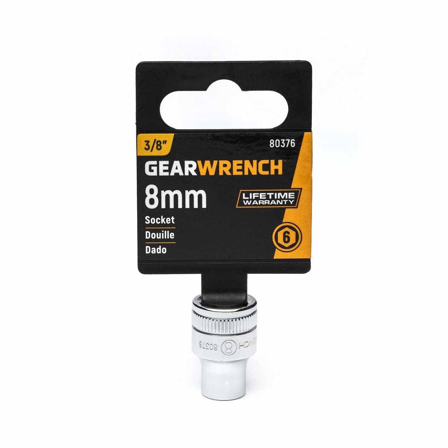 Gearwrench 80376 3/8" Drive 6 Point Standard Metric Socket 8mm