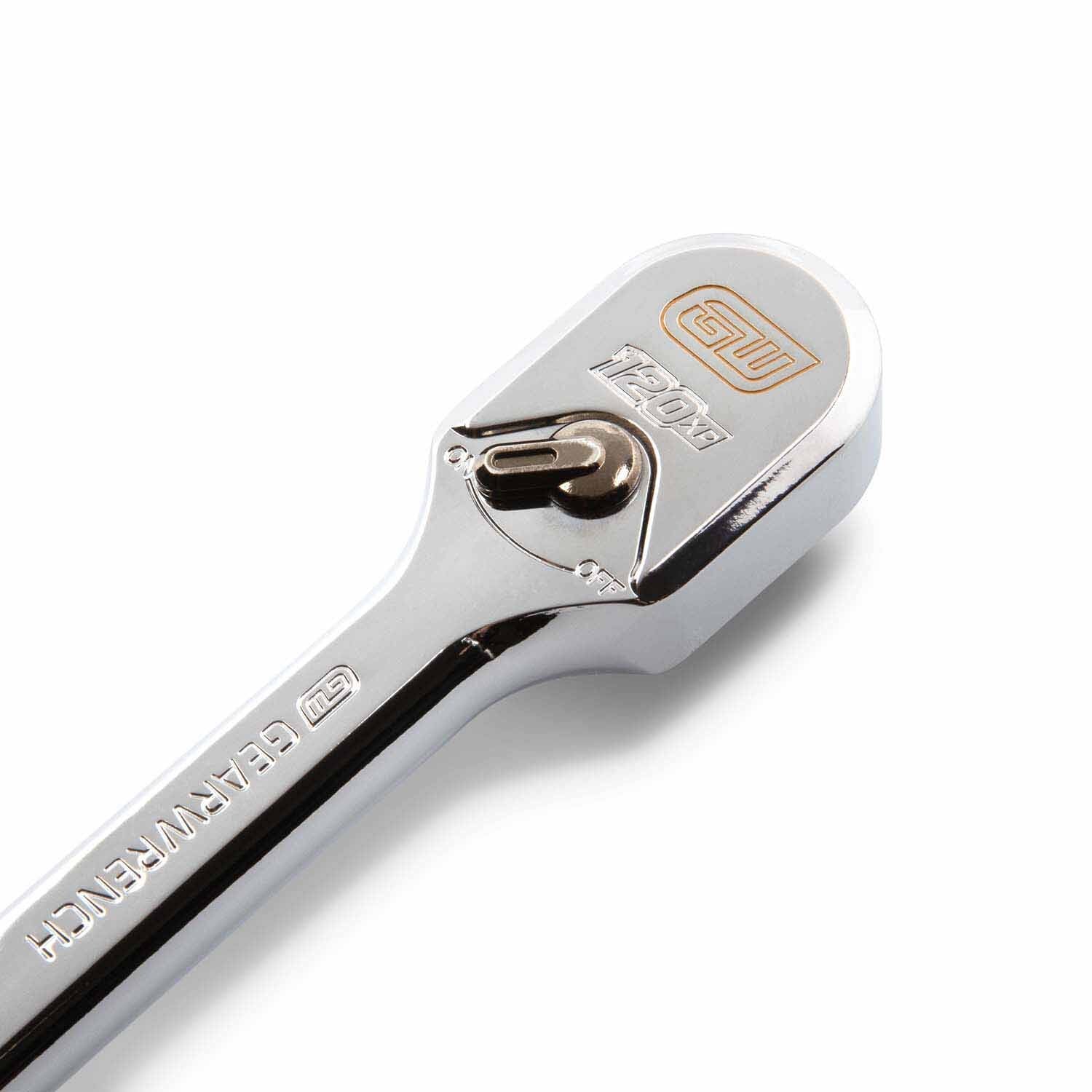 Gearwrench 81269XP 3/8" Drive 120XP Full Polish Chrome Extra Long Handle Teardrop Ratchet 18"