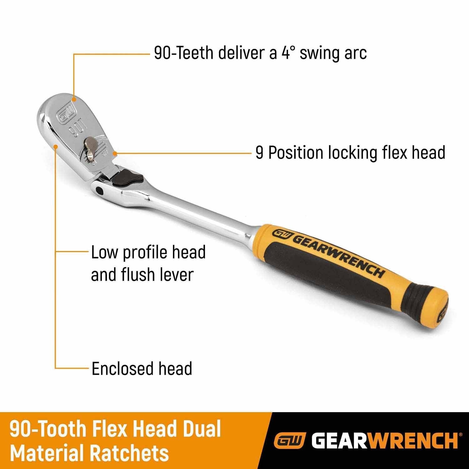 Gearwrench 81372T 1/2" Drive 90-Tooth Locking Flex Head Ratchet