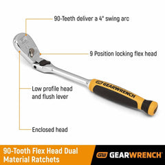 Gearwrench 81372T 1/2" Drive 90-Tooth Locking Flex Head Ratchet