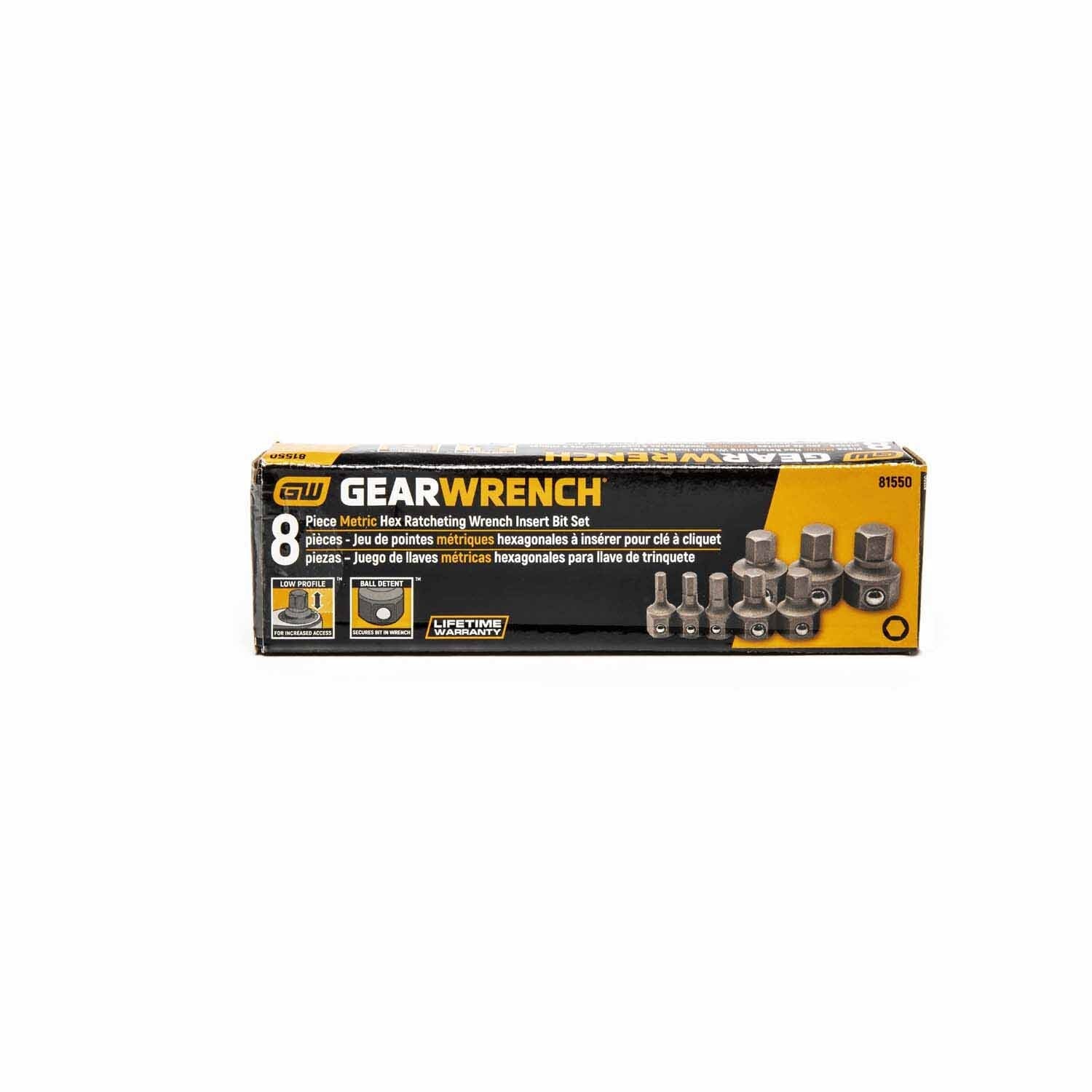 Gearwrench 81550 8 Pc. Metric Hex Insert Bit Set for 6 & 12 Point Wrenches