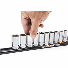 Gearwrench 83126 1/4" Drive Magnetic Socket Rail with 14 Clips