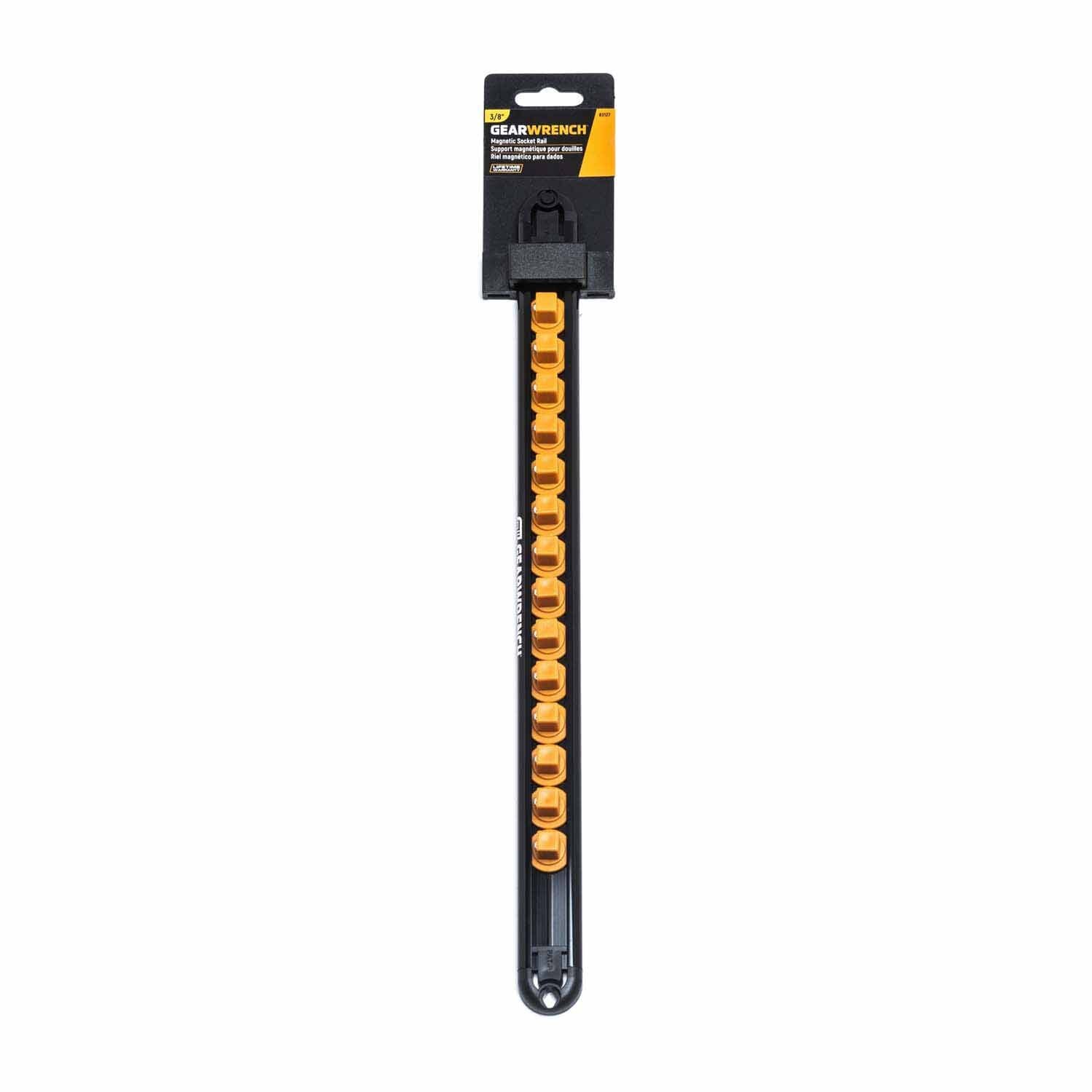 Gearwrench 83127 3/8" Drive Magnetic Socket Rail Includes 14 Clips