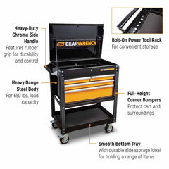 Gearwrench 83168 33" 4 Drawer Black & Orange Utility Cart
