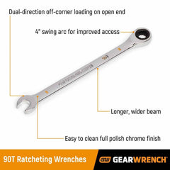 Gearwrench 86919 19mm 90-Tooth 12 Point Ratcheting Combination Wrench