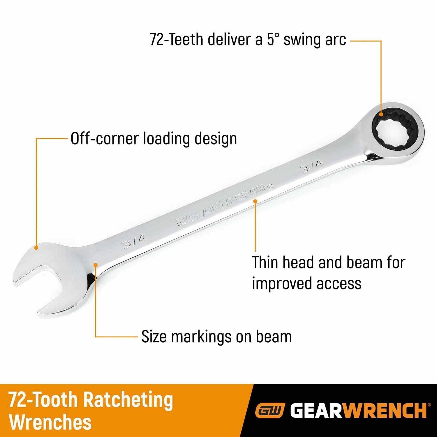 Gearwrench 9130D 30mm 72-Tooth 12 Point Ratcheting Combination Wrench