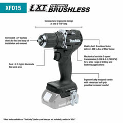 Makita CX203SYBXRJ 18V LXT Li-Ion Sub-Compact Brushless Cordless 2-Pc. Combo Kit with Recipro Saw