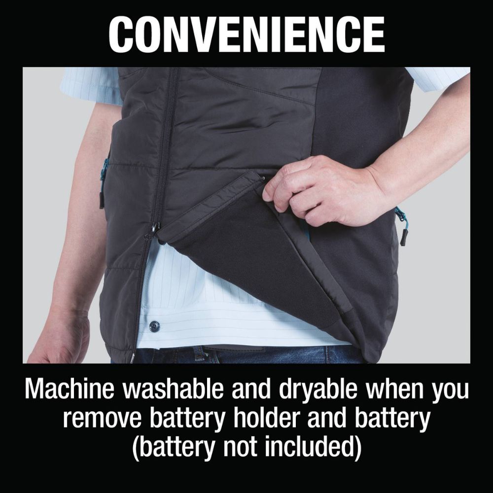 Makita DCV202ZL 18V LXT Lithium-Ion Cordless Heated Vest, Vest Only (Black, Large)