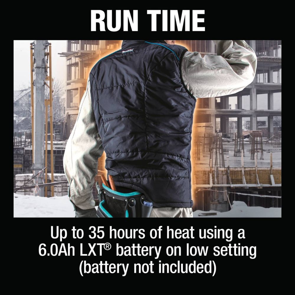 Makita DCV202ZL 18V LXT Lithium-Ion Cordless Heated Vest, Vest Only (Black, Large)