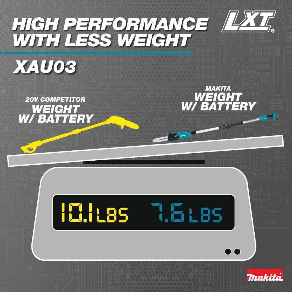 Makita XAU03Z 18V LXT Lithium-Ion Brushless Cordless 8" Extendable Articulating Pole Saw, Tool Only