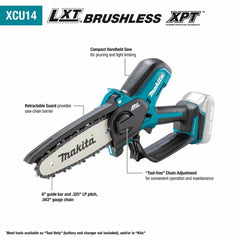Makita XCU14Z 18V LXT Lithium-Ion Brushless Cordless 6" Pruning Saw, Tool Only