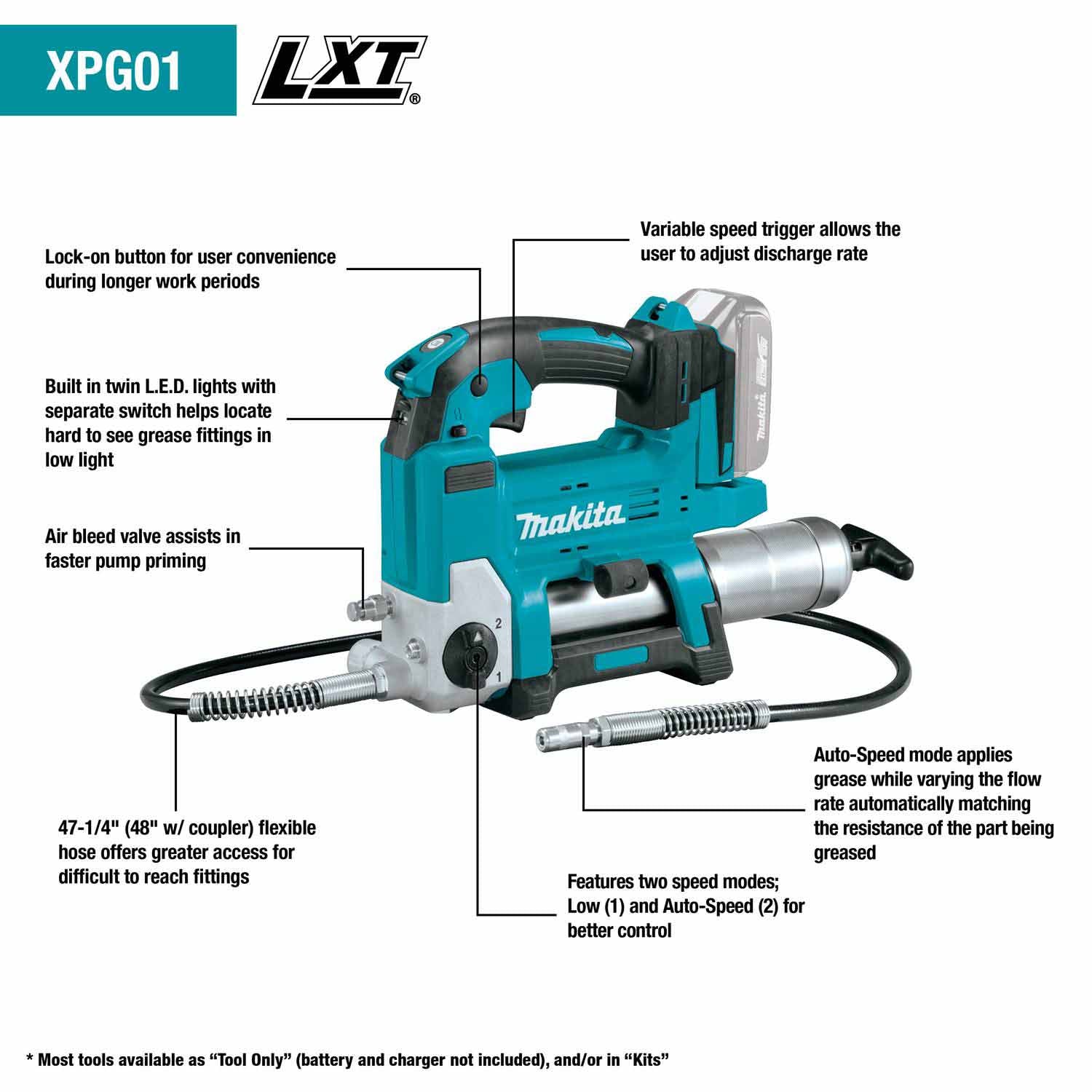 Makita XPG01S1 18V LXT® Lithium-Ion Cordless Grease Gun Kit (3.0Ah)