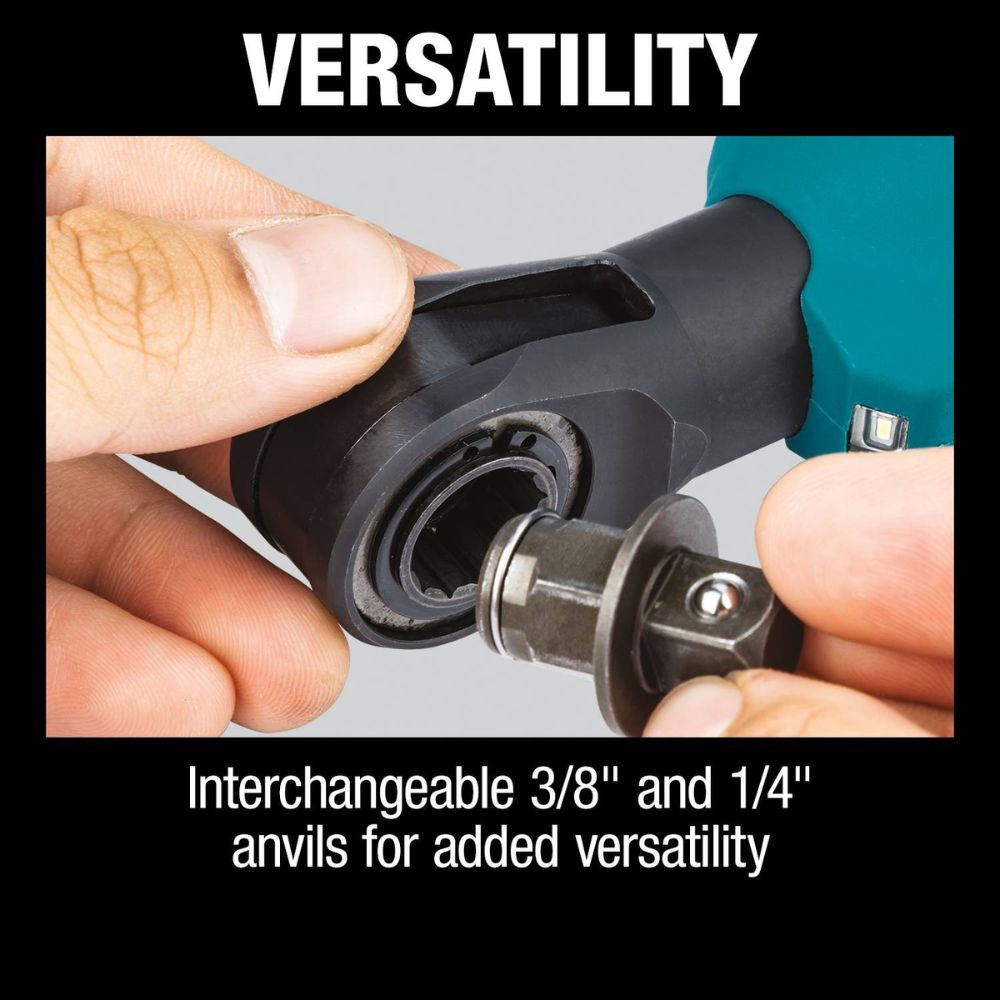 Makita XRW01SR1 18V LXT Lithium-Ion Cordless 3/8" / 1/4" Sq. Drive Ratchet Kit, interchangeable anvils, var. spd., L.E.D. Light, bag, with one battery (2.0Ah)