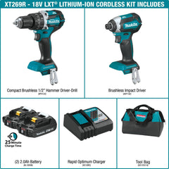 Makita XT269R 18V Compact LXT Li-Ion BL 2-Piece Kit 2.0 Ah
